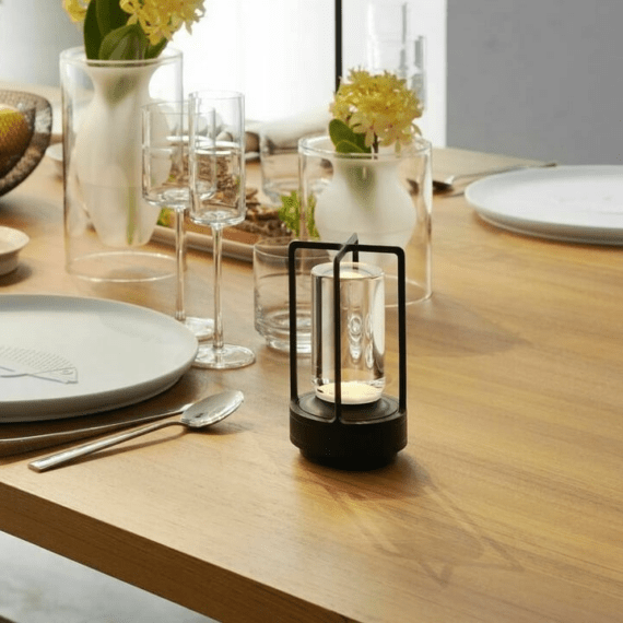 Vionara - Lampe de table dimmable en cristal et métal texturé | Vionara
