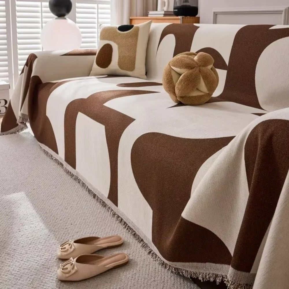 Vionara - Housse de canapé en chenille texturée à motif jacquard bohème | Vionara