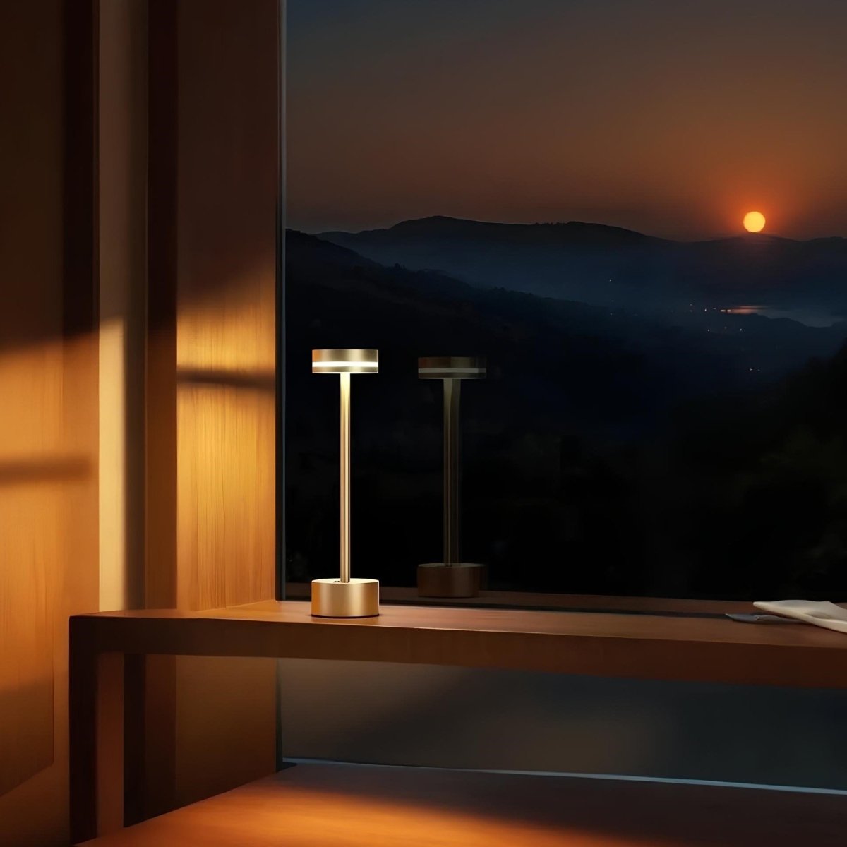 Vionara - Lampe de table aluminium rechargeable, intensité réglable | Vionara