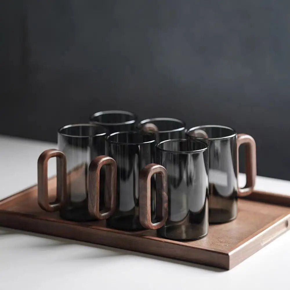 Vionara - Mug en verre borosilicate avec anse en bois naturel | Vionara