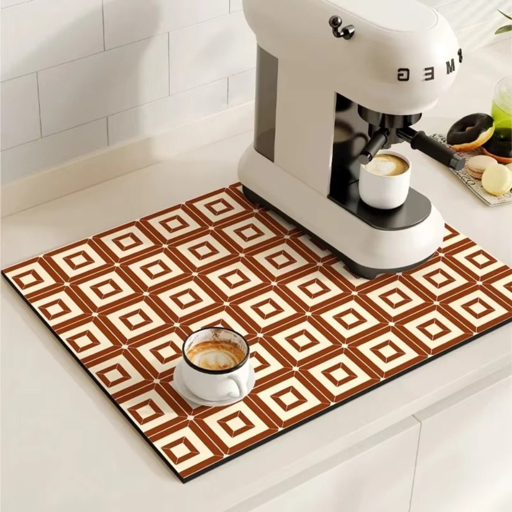 Vionara - Tapis absorbant antidérapant à motif carreaux rétro pour café ou évier
