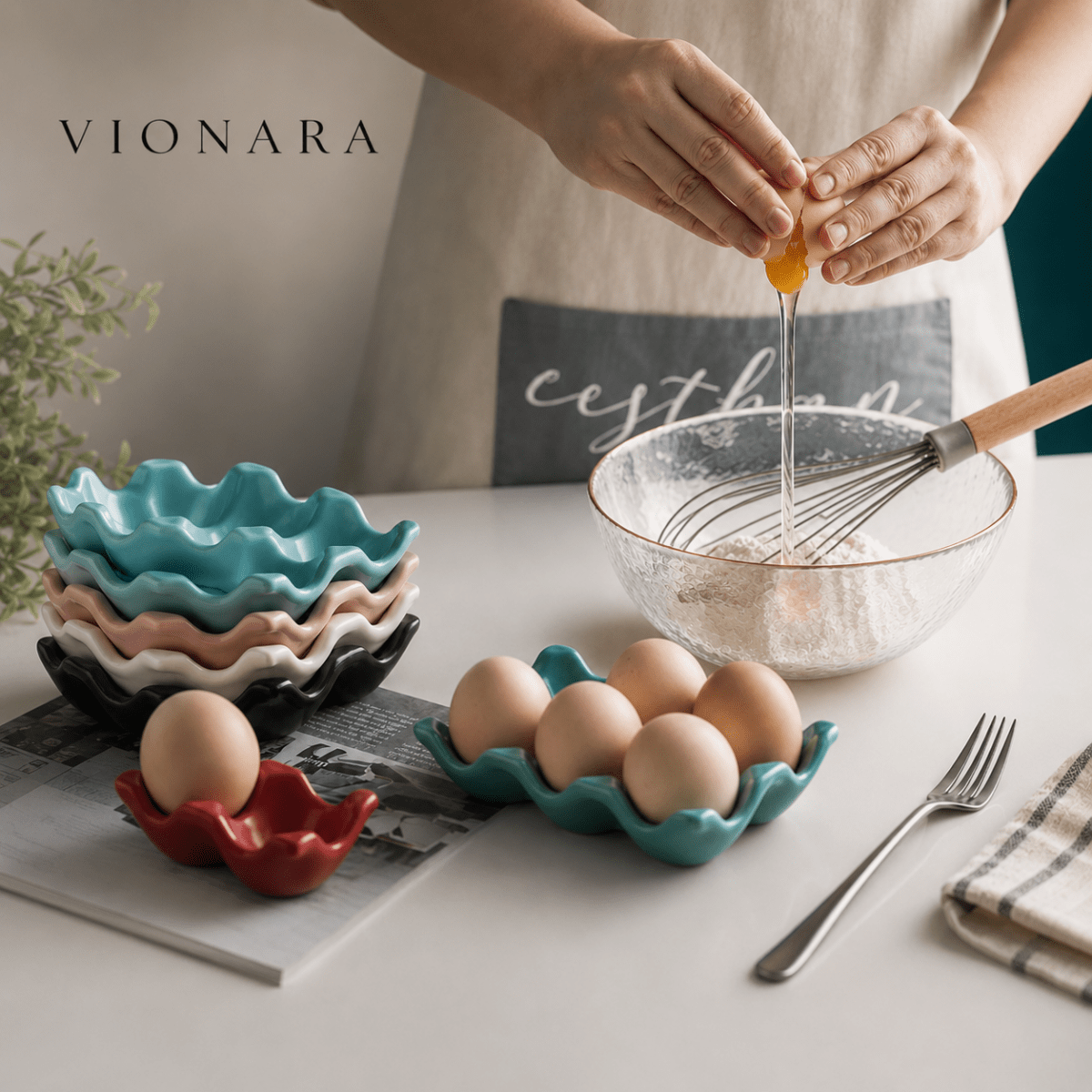 Vionara - Support à œufs en céramique pastel | Vionara