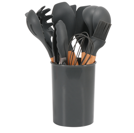 Vionara - Ensemble ustensiles cuisine 12 pièces en silicone et bambou | Vionara