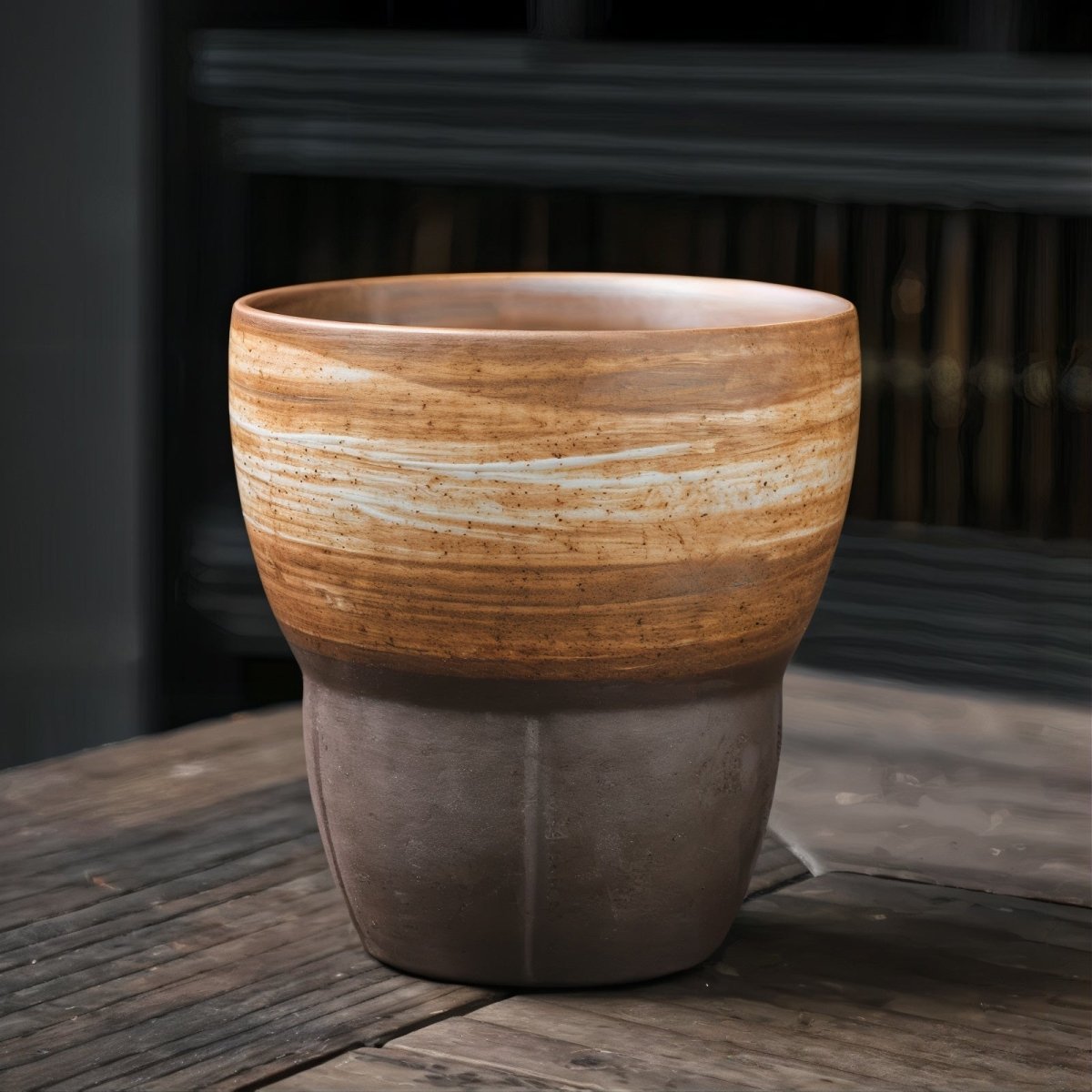 Vionara - Tasses à café obliques en céramique avec poignée en bois | Vionara