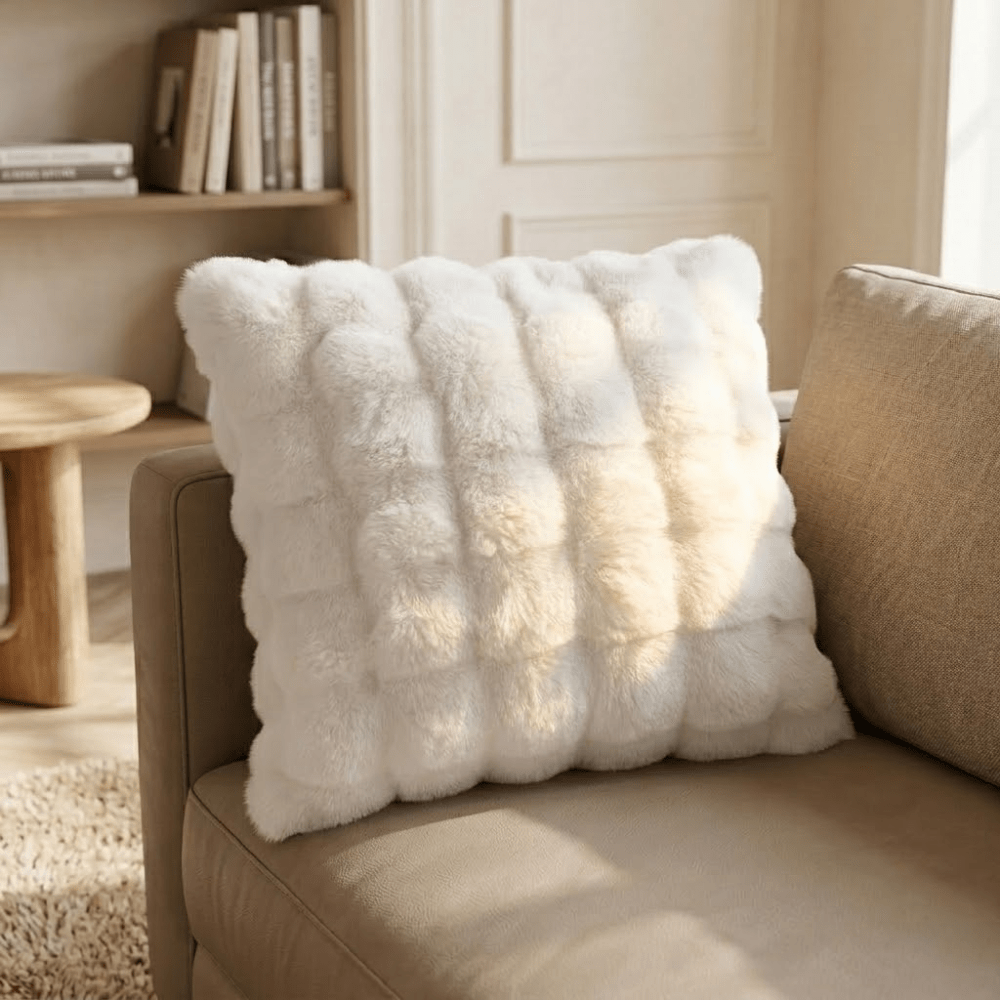 Vionara - Housse de coussin décoratif en fausse fourrure douce