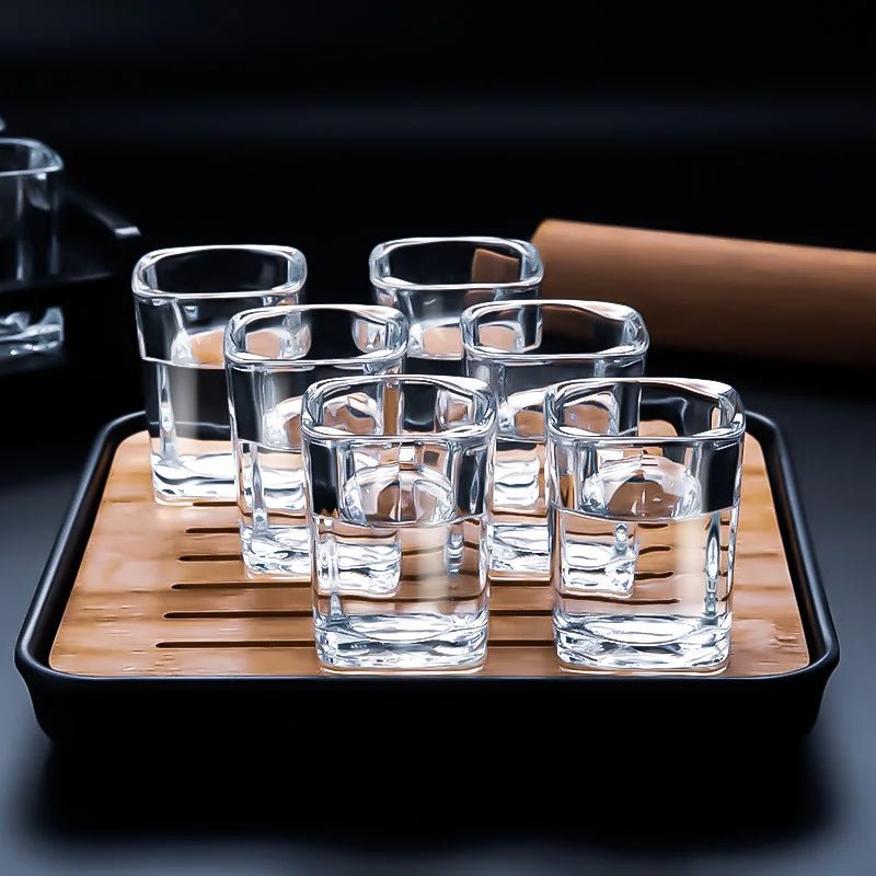 Vionara - Service à whisky en verre trempé avec plateau noir mat