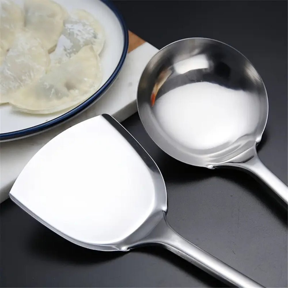 Vionara - Set d’ustensiles de cuisine en acier inoxydable, finition brossée