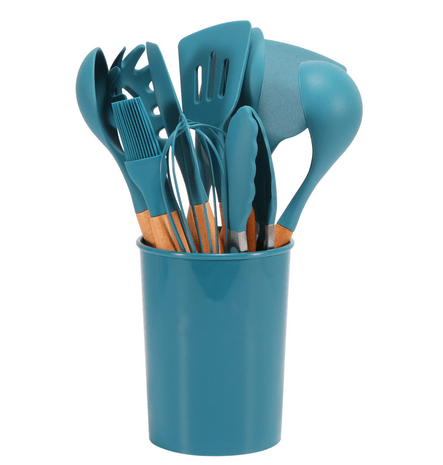 Vionara - Ensemble ustensiles cuisine 12 pièces en silicone et bambou | Vionara