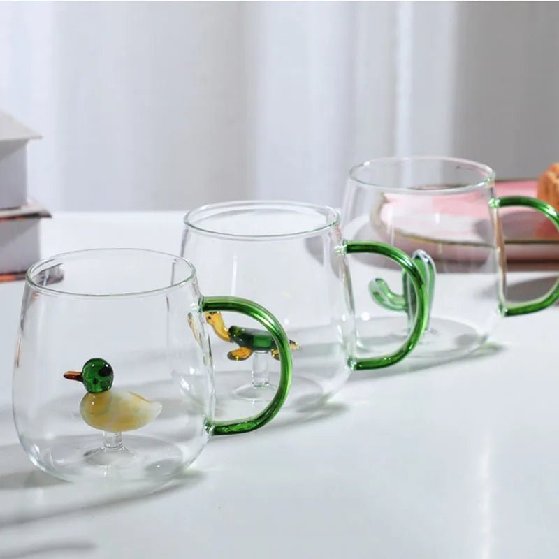 Vionara - Tasse en verre borosilicate avec motif animal 3D | Vionara