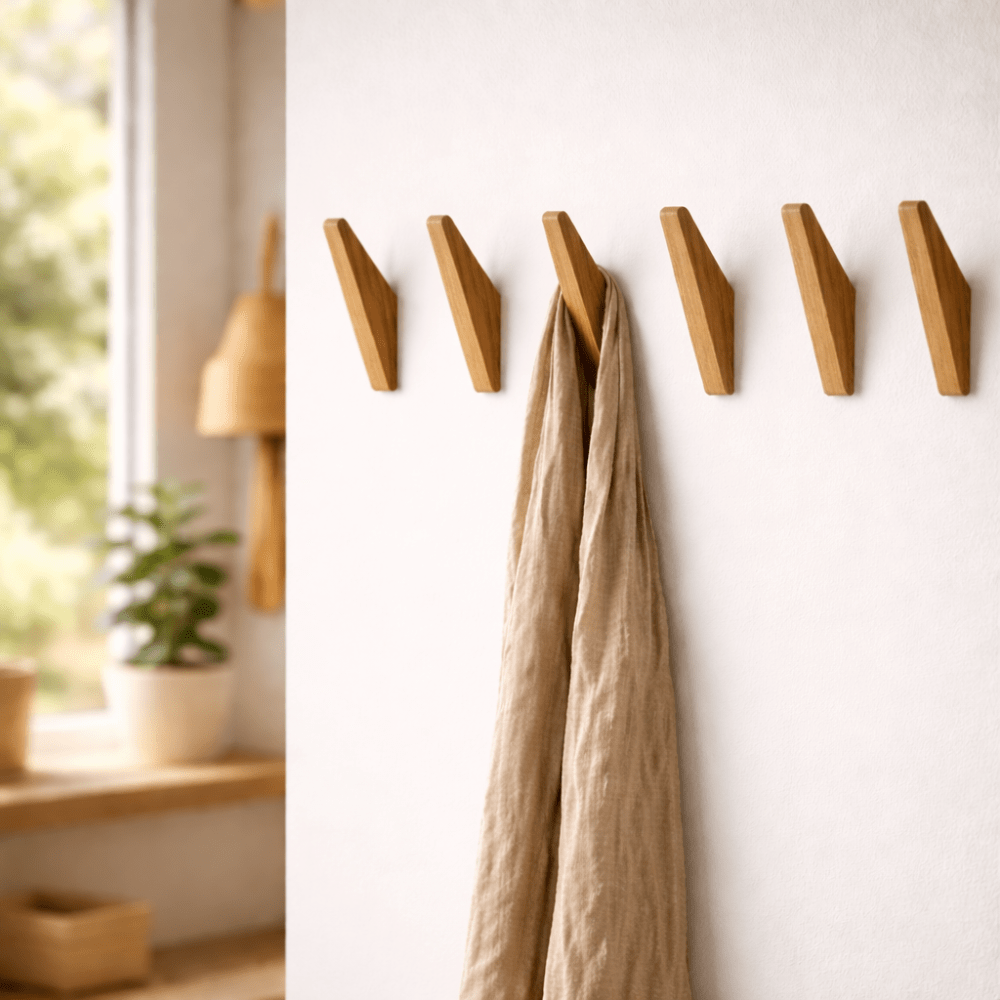 Vionara - Crochets muraux en bois naturel – Lot sculpté à la main | Vionara