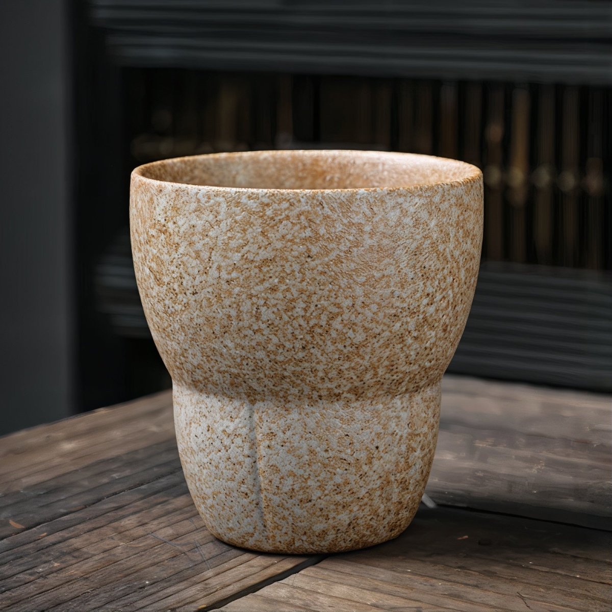 Vionara - Tasses à café obliques en céramique avec poignée en bois | Vionara