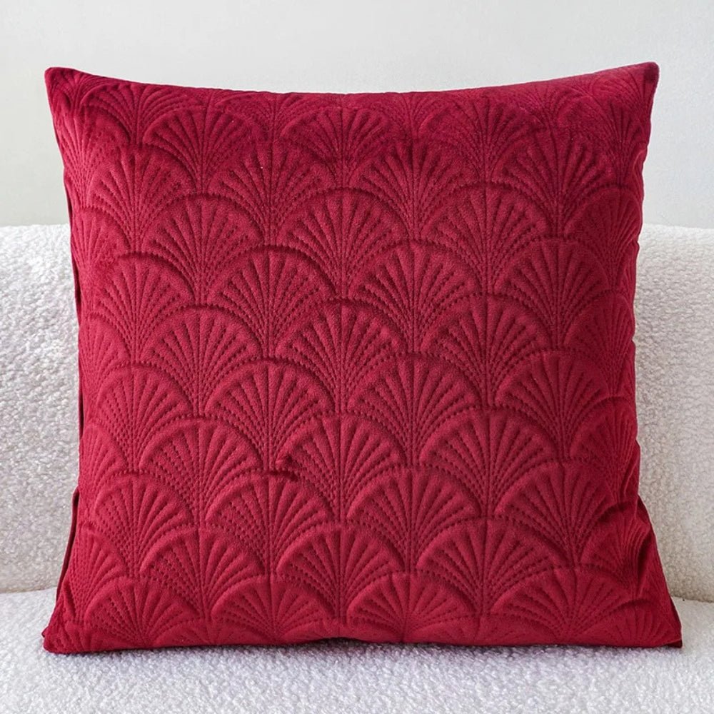 Vionara - Housse de coussin en velours côtier à motif coquillage texturé