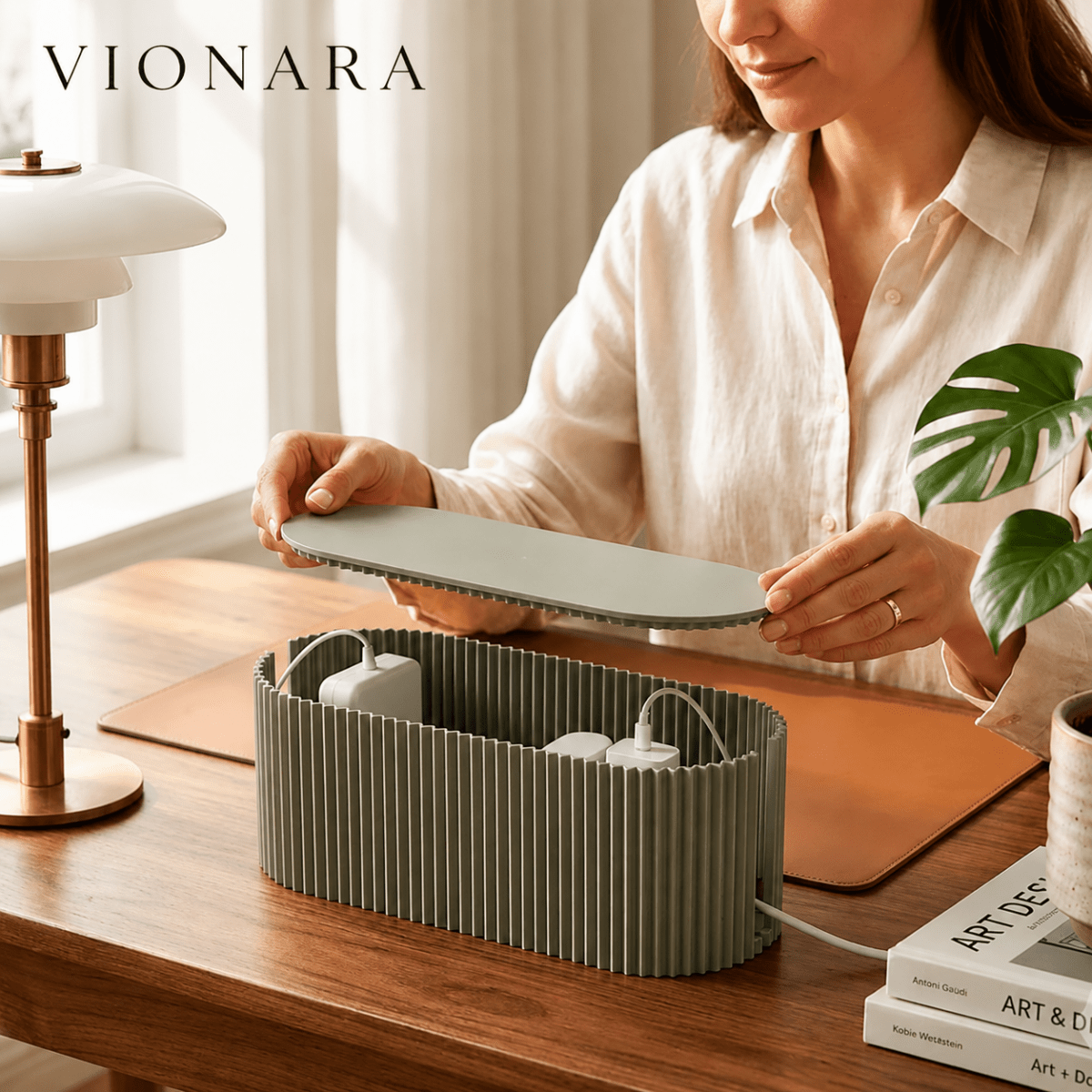 Vionara - Boîte de rangement pour câbles en plastique nervuré minimaliste | Vionara