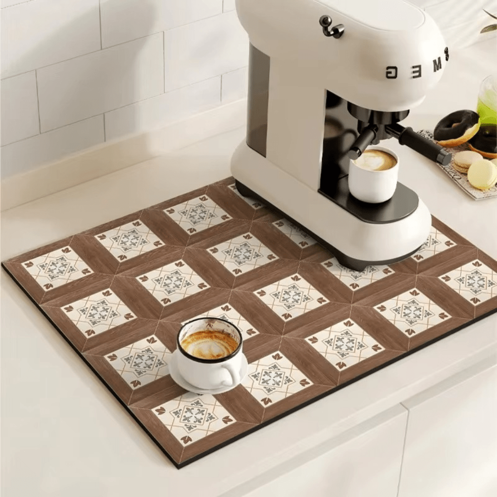 Vionara - Tapis absorbant antidérapant à motif carreaux rétro pour café ou évier
