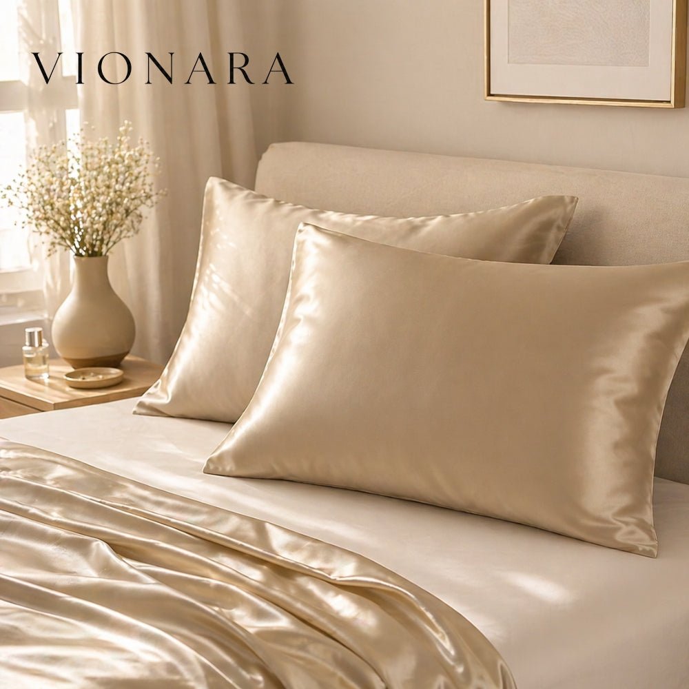 Vionara - Taies d’oreiller en soie naturelle, lot de 2 | Vionara