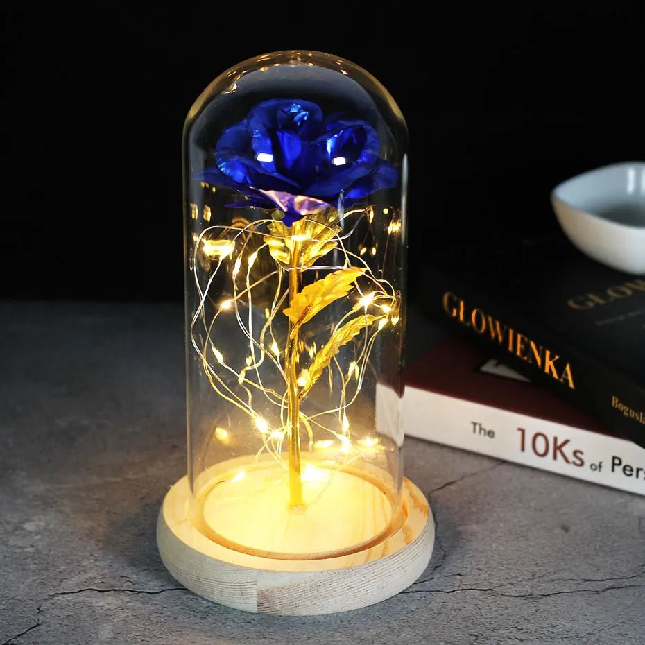 Vionara - Rose préservée sous cloche en verre avec éclairage LED | Vionara