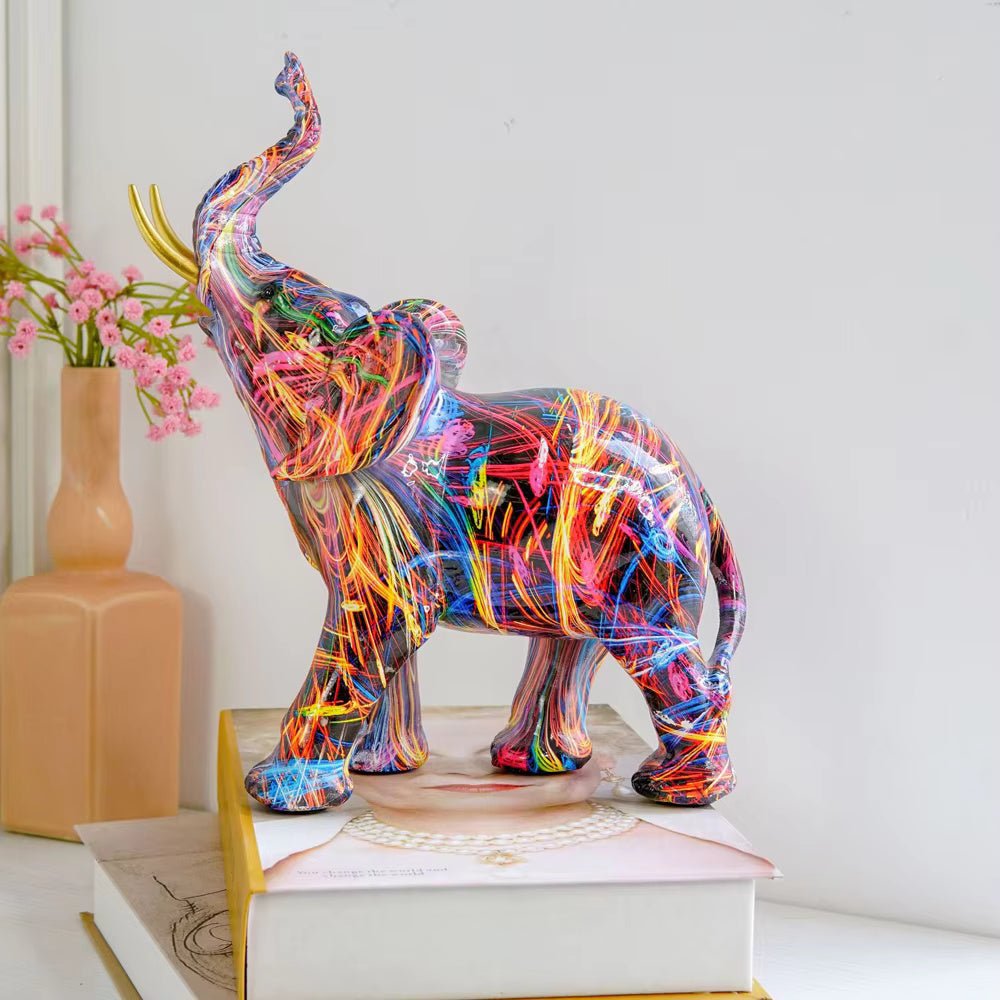 Vionara - Statuette d’éléphant en résine peinte style graffiti | Vionara