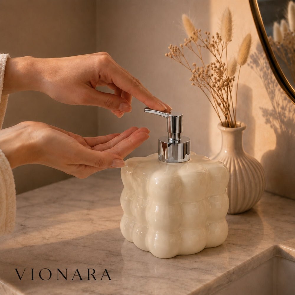 Vionara - Distributeur de savon en céramique texturé | Vionara