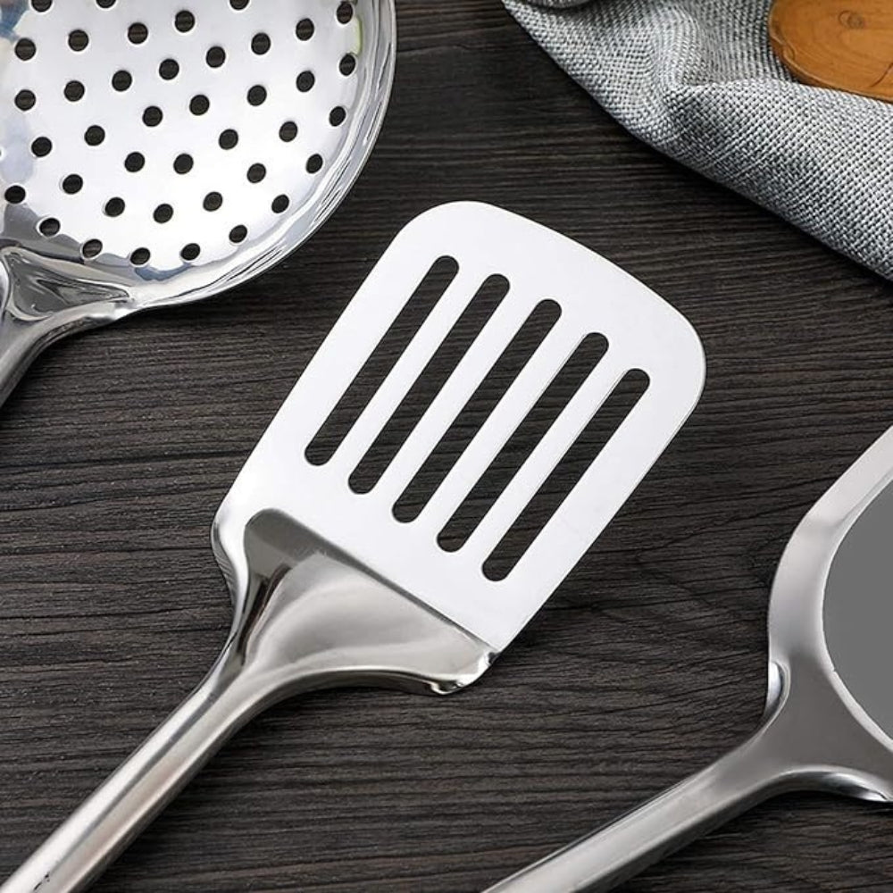 Vionara - Set d’ustensiles de cuisine en acier inoxydable, finition brossée