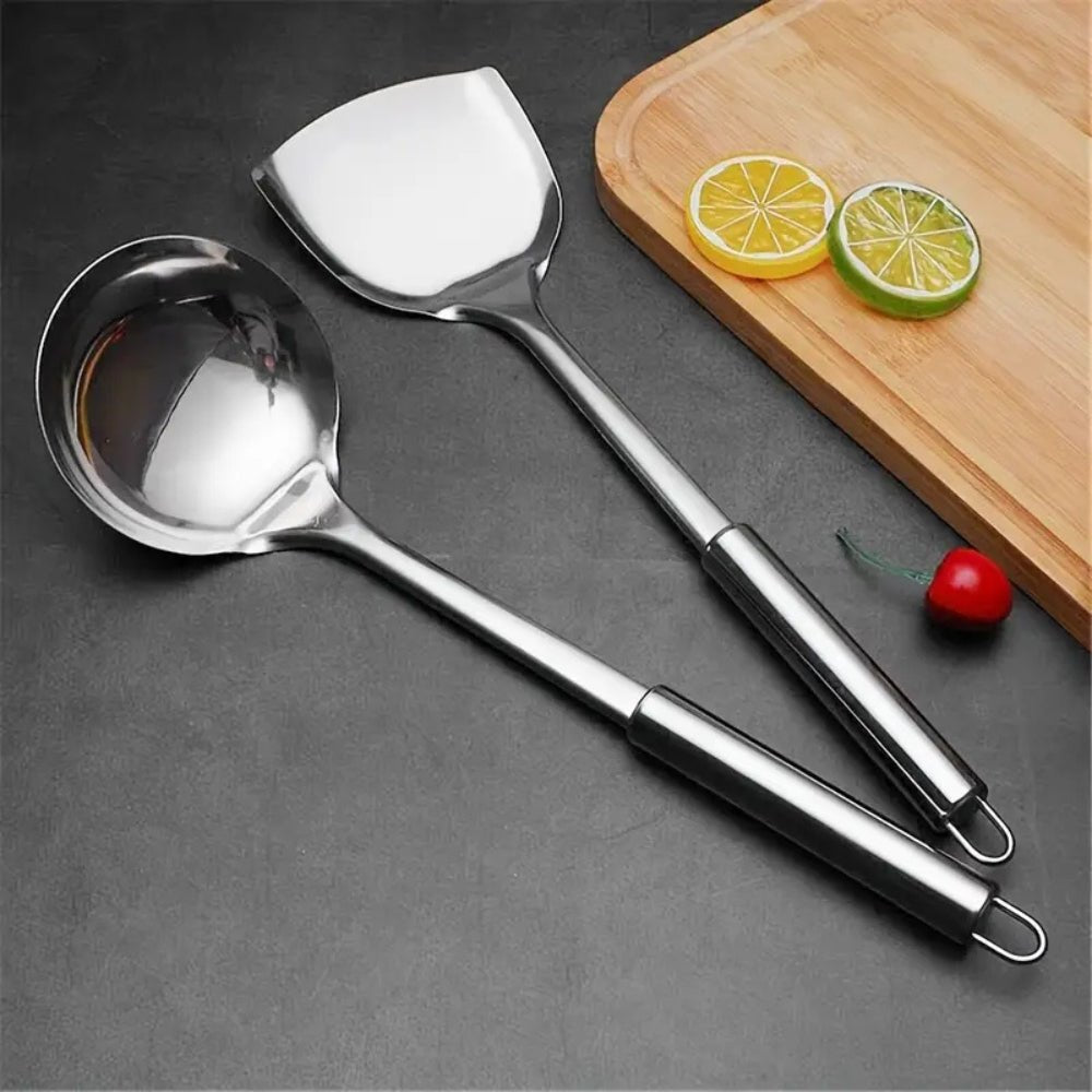 Vionara - Set d’ustensiles de cuisine en acier inoxydable, finition brossée