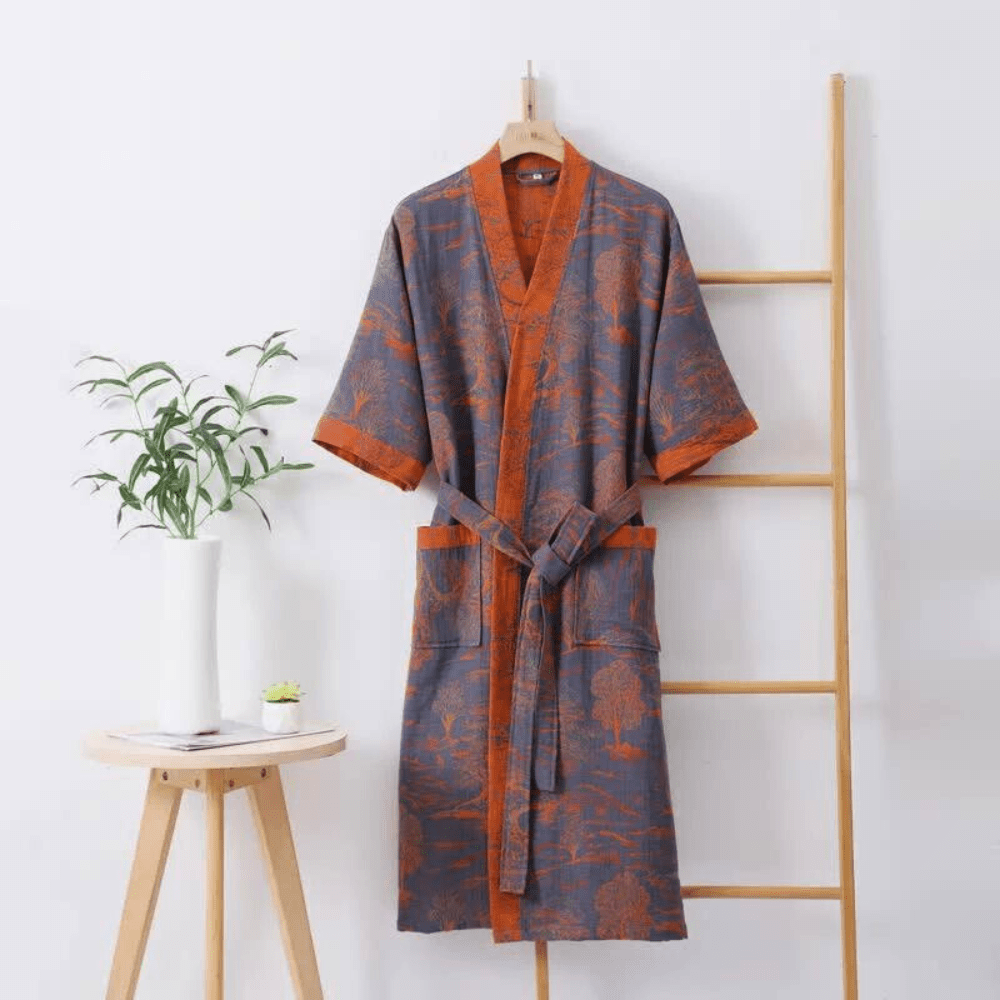 Vionara - Peignoir kimono en coton léger à double gaze | Vionara