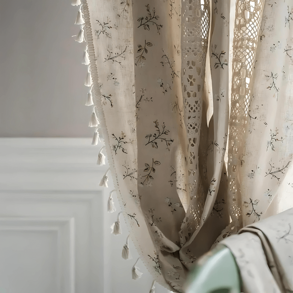 Vionara - Rideau en dentelle florale semi-occultant patchwork