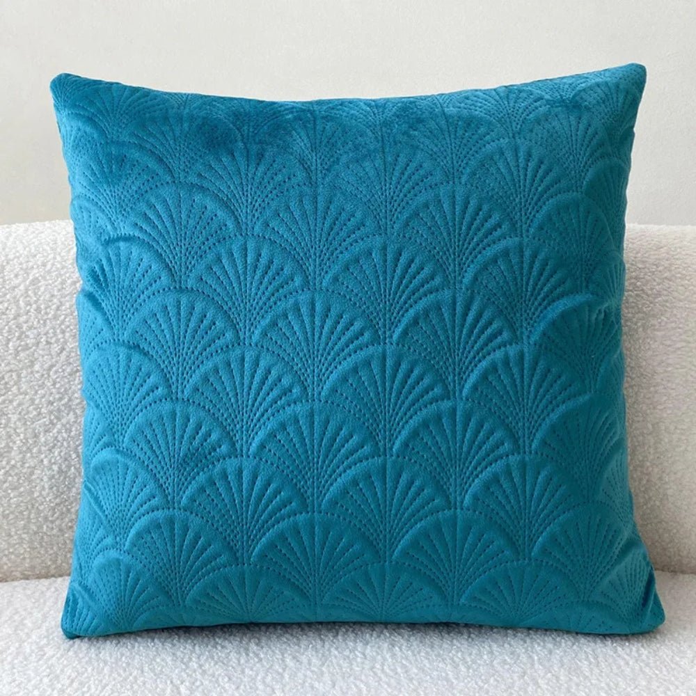 Vionara - Housse de coussin en velours côtier à motif coquillage texturé