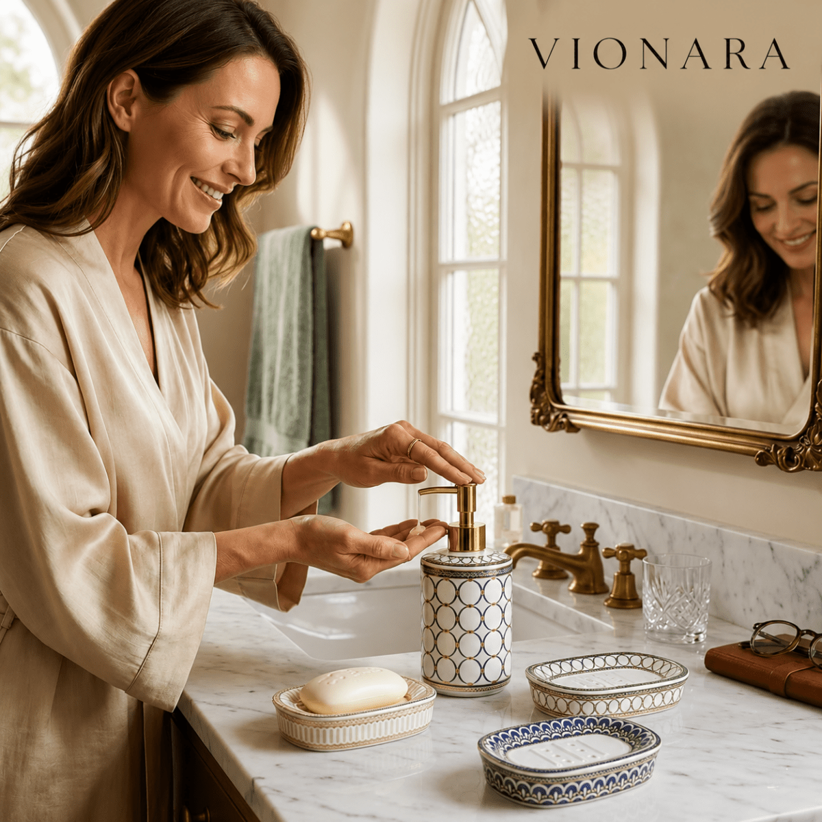 Vionara - Porte-savon décoratif en céramique style Art Déco | Vionara