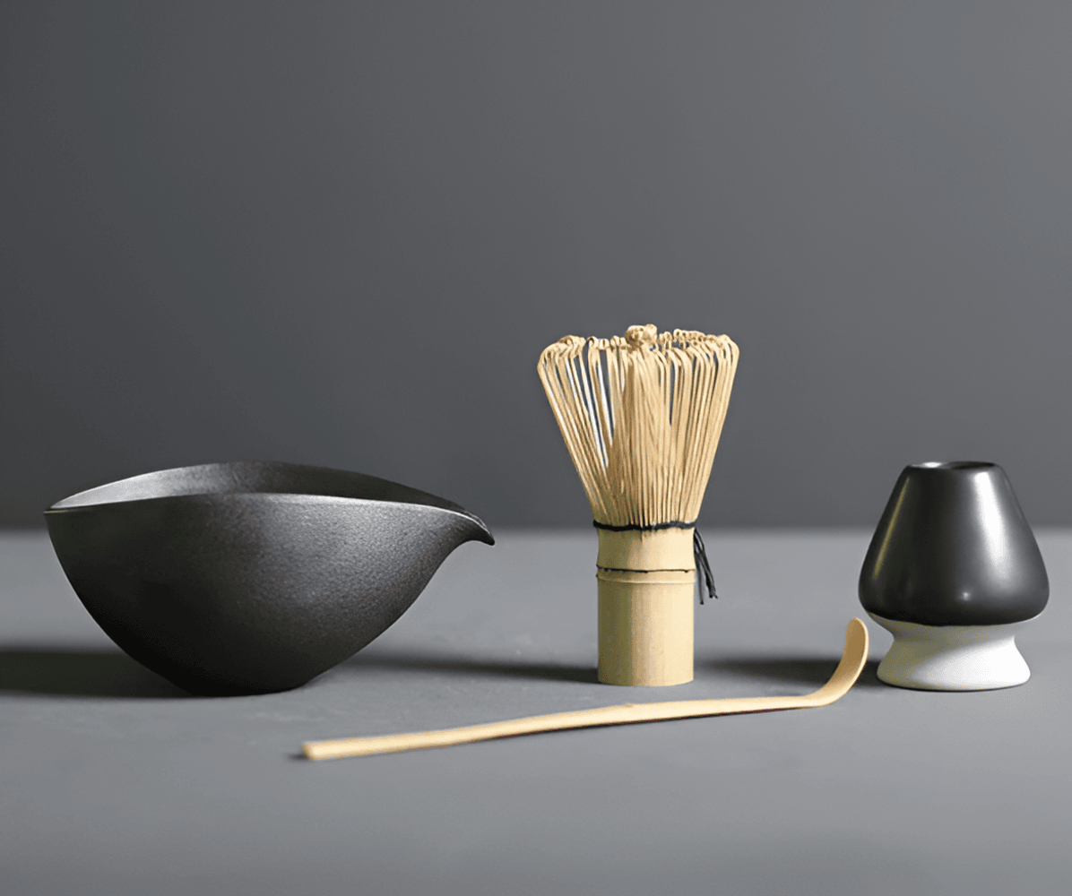 Vionara - Service à matcha japonais en céramique et bambou – 4 pièces