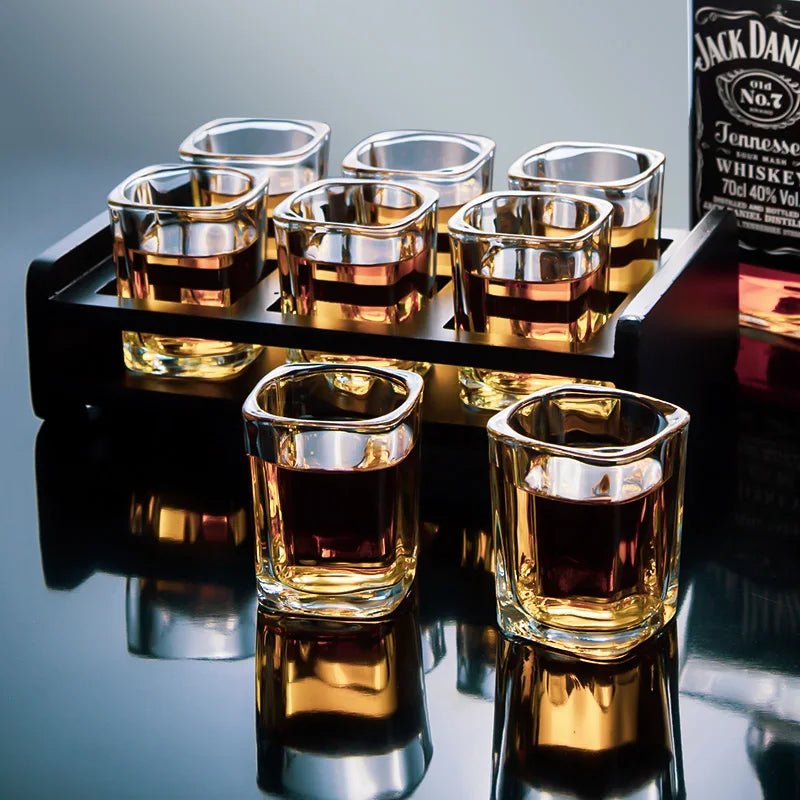 Vionara - Service à whisky en verre trempé avec plateau noir mat