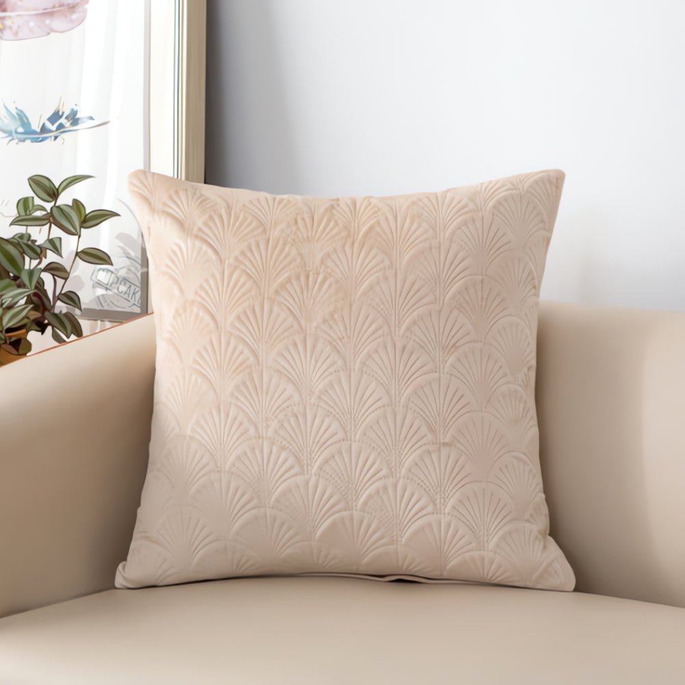 Vionara - Housse de coussin en velours côtier à motif coquillage texturé