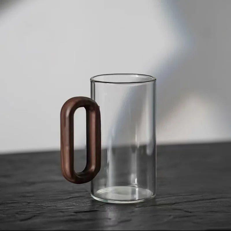 Vionara - Mug en verre borosilicate avec anse en bois naturel | Vionara
