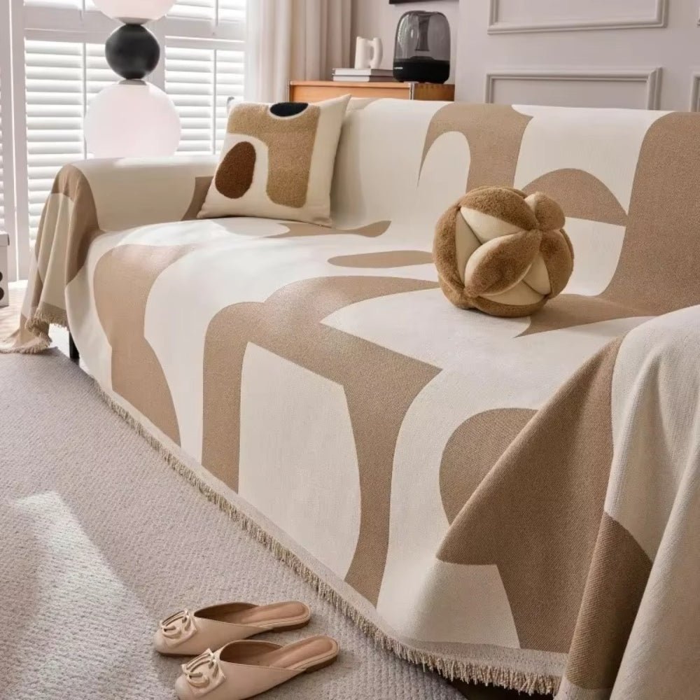 Vionara - Housse de canapé en chenille texturée à motif jacquard bohème | Vionara