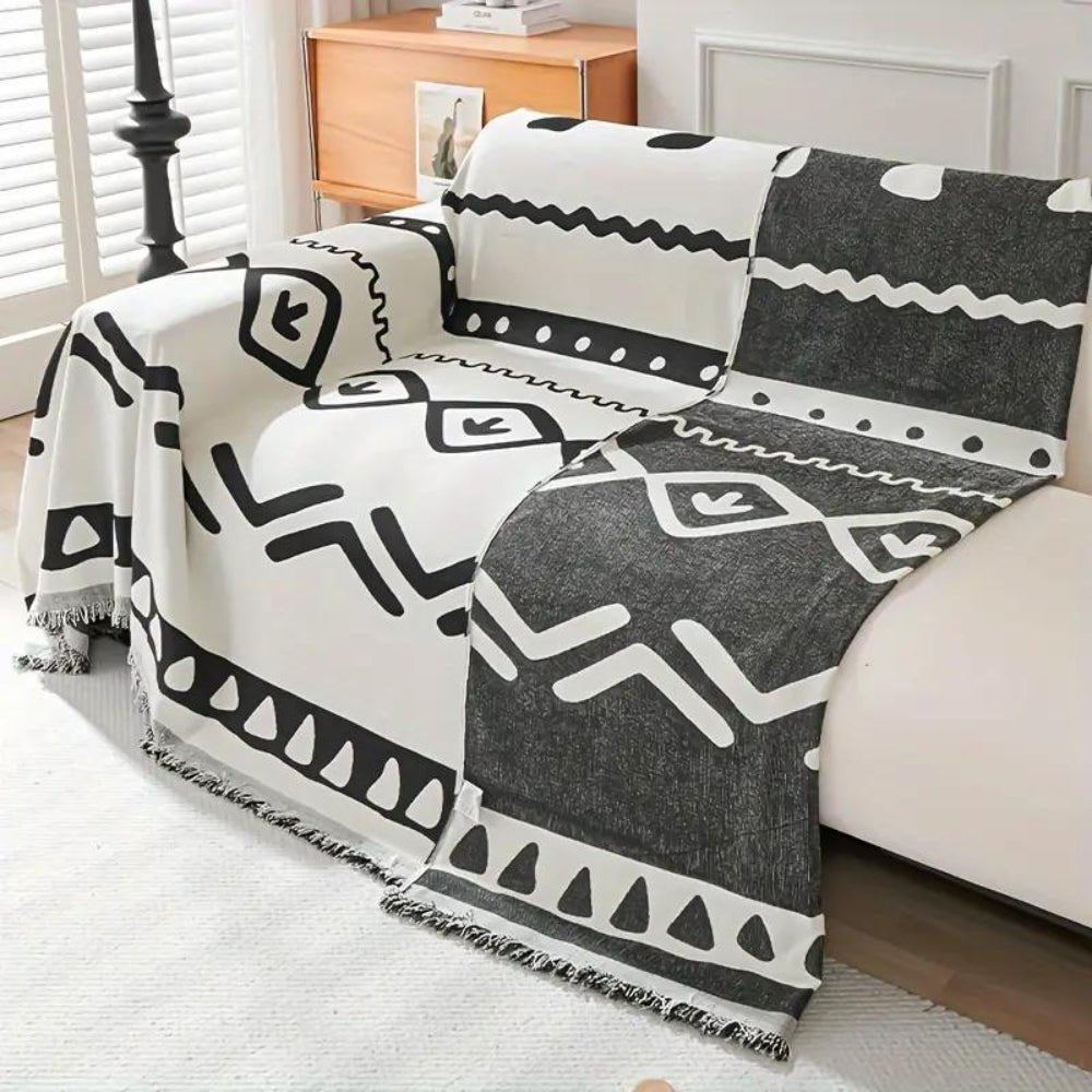 Vionara - Housse de canapé réversible en chenille – Motif bohème texturé | Vionara