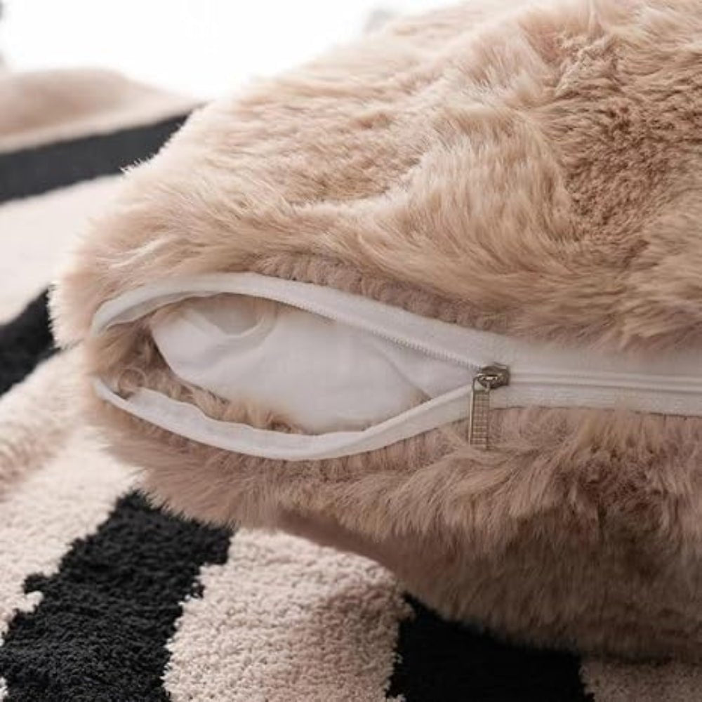 Vionara - Housse de coussin décoratif en fausse fourrure douce