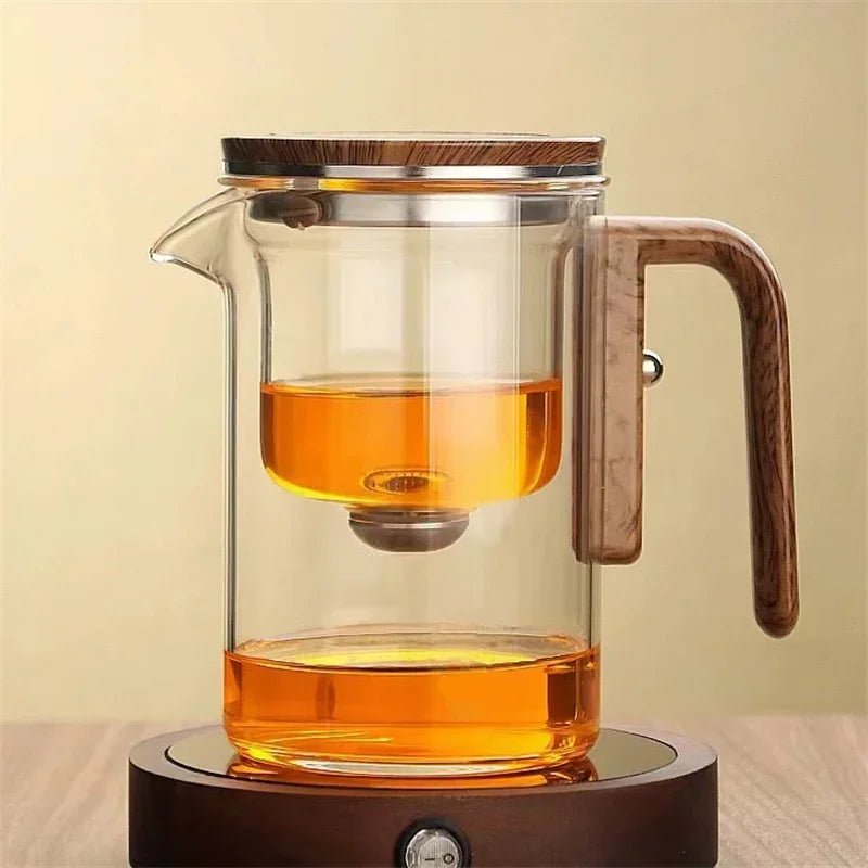 Vionara - Théière en verre borosilicaté – Infuseur acier et poignée bois | Vionara