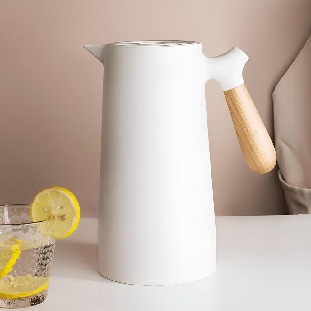Vionara - Carafe isotherme en acier avec poignée en bois naturel | Vionara
