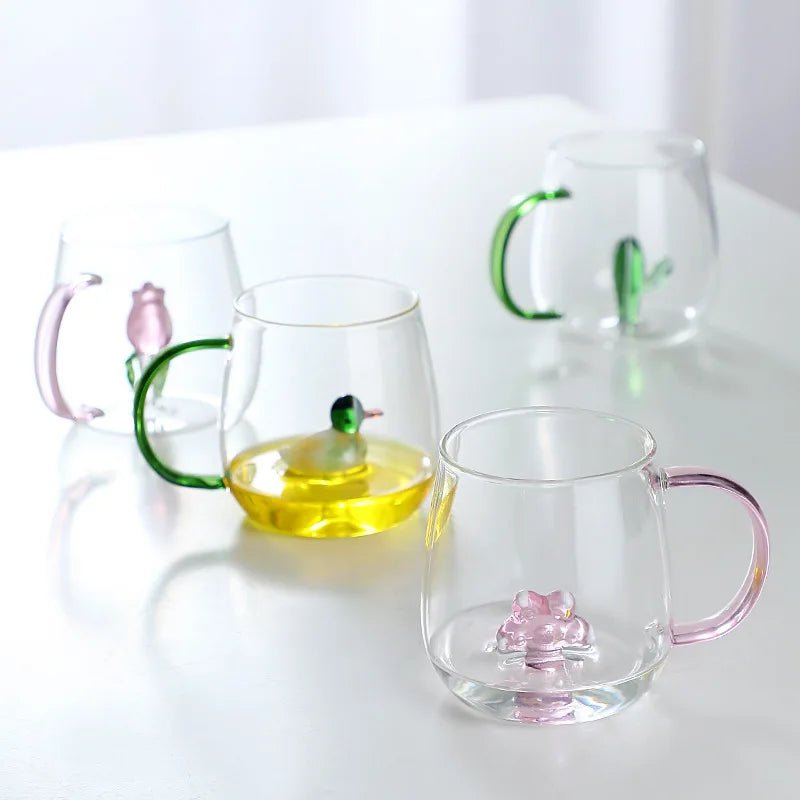 Vionara - Tasse en verre borosilicate avec motif animal 3D | Vionara