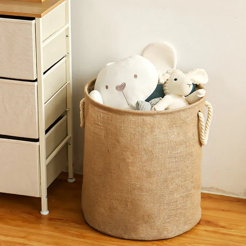 Vionara - Panier à linge pliable en coton-lin imperméable