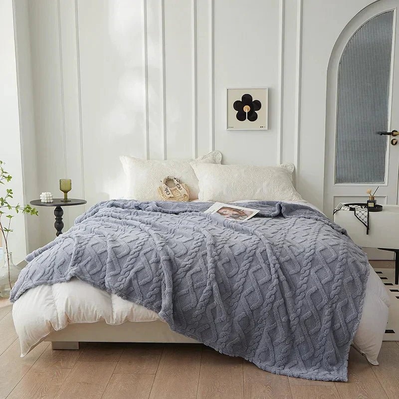 Vionara - Couverture réversible en laine d’agneau épaisse et toucher flanelle | Vionara