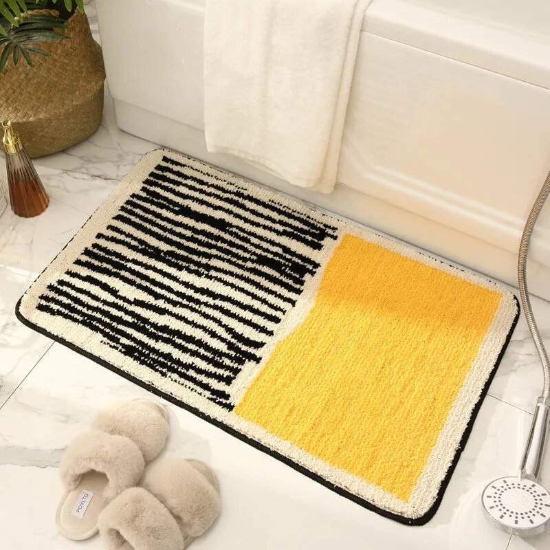 Vionara - Tapis de bain en polyester à motif abstrait antidérapant | Vionara