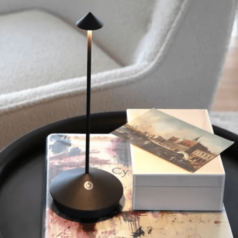 Vionara - Lampe de table LED sans fil en aluminium brossé | Vionara