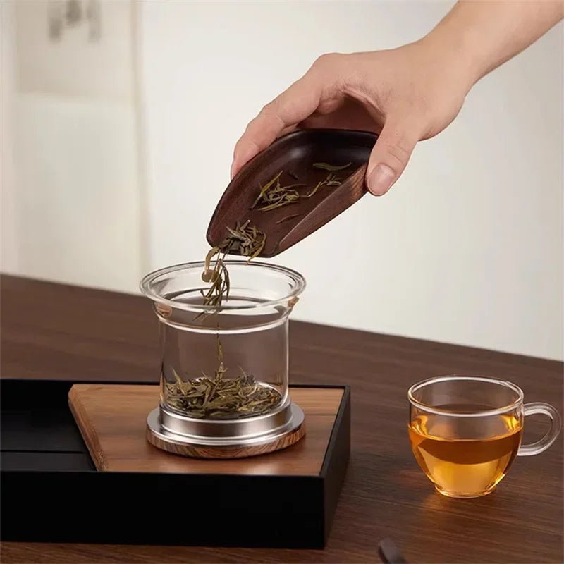 Vionara - Théière en verre borosilicaté – Infuseur acier et poignée bois | Vionara