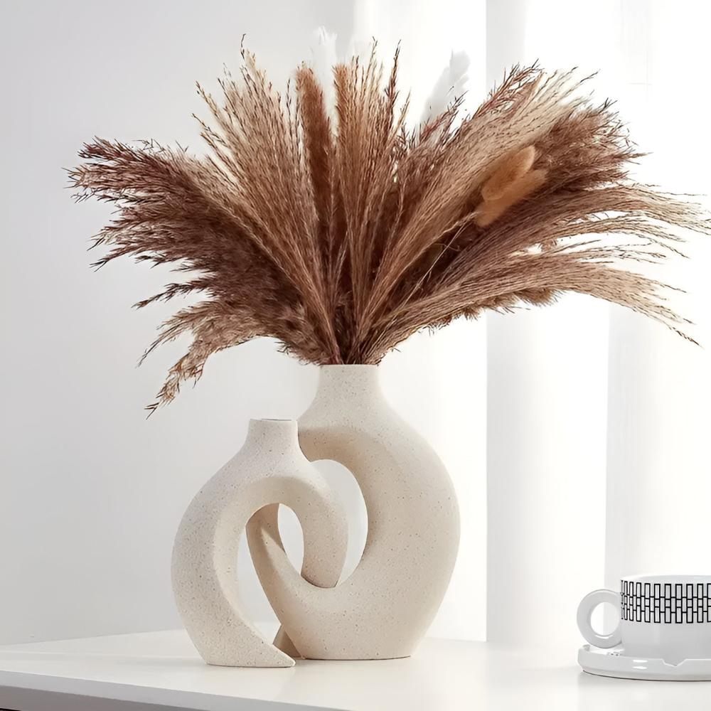 Vionara - Duo de vases en céramique mate, formes abstraites entrelacées