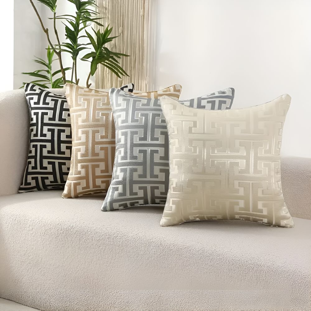 Vionara - Housse de coussin jacquard en velours texturé 45×45 cm