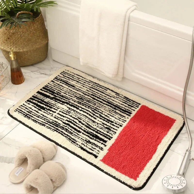 Vionara - Tapis de bain en polyester à motif abstrait antidérapant | Vionara