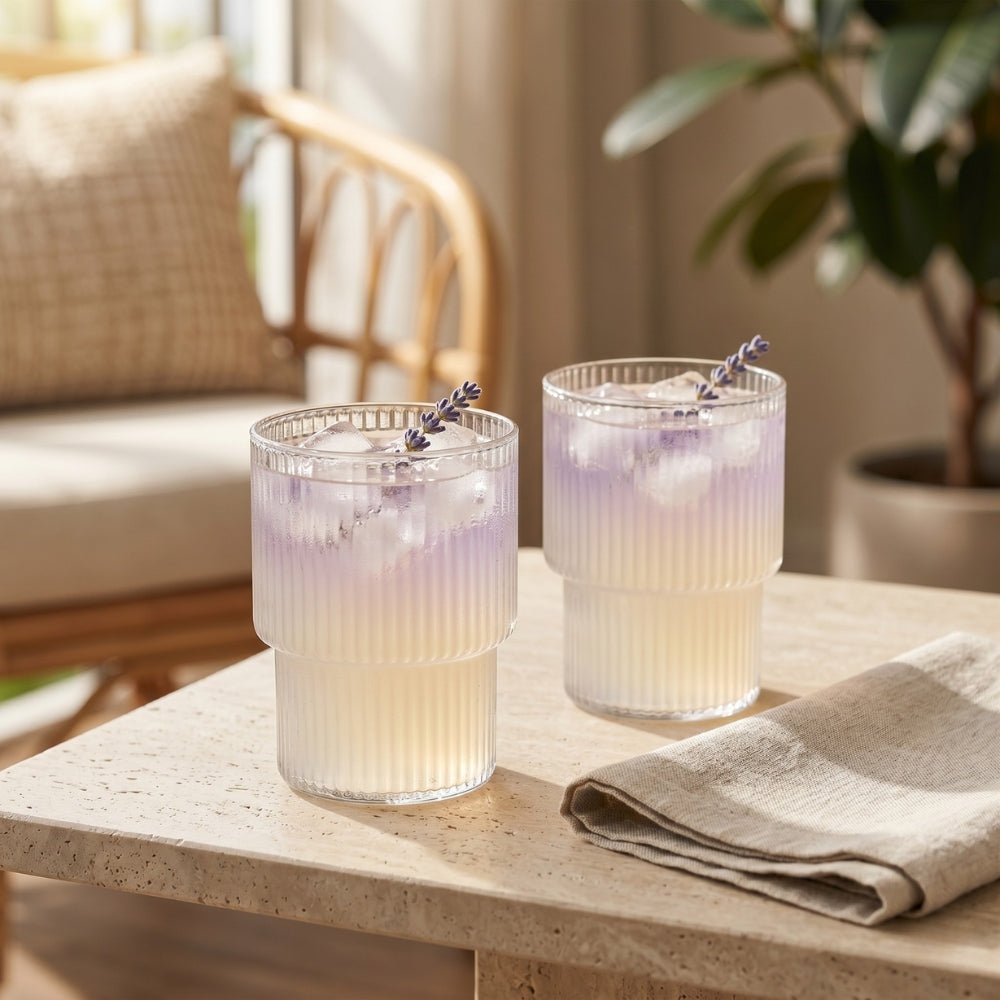 Vionara - Verres à eau nervurés en verre borosilicaté | Vionara