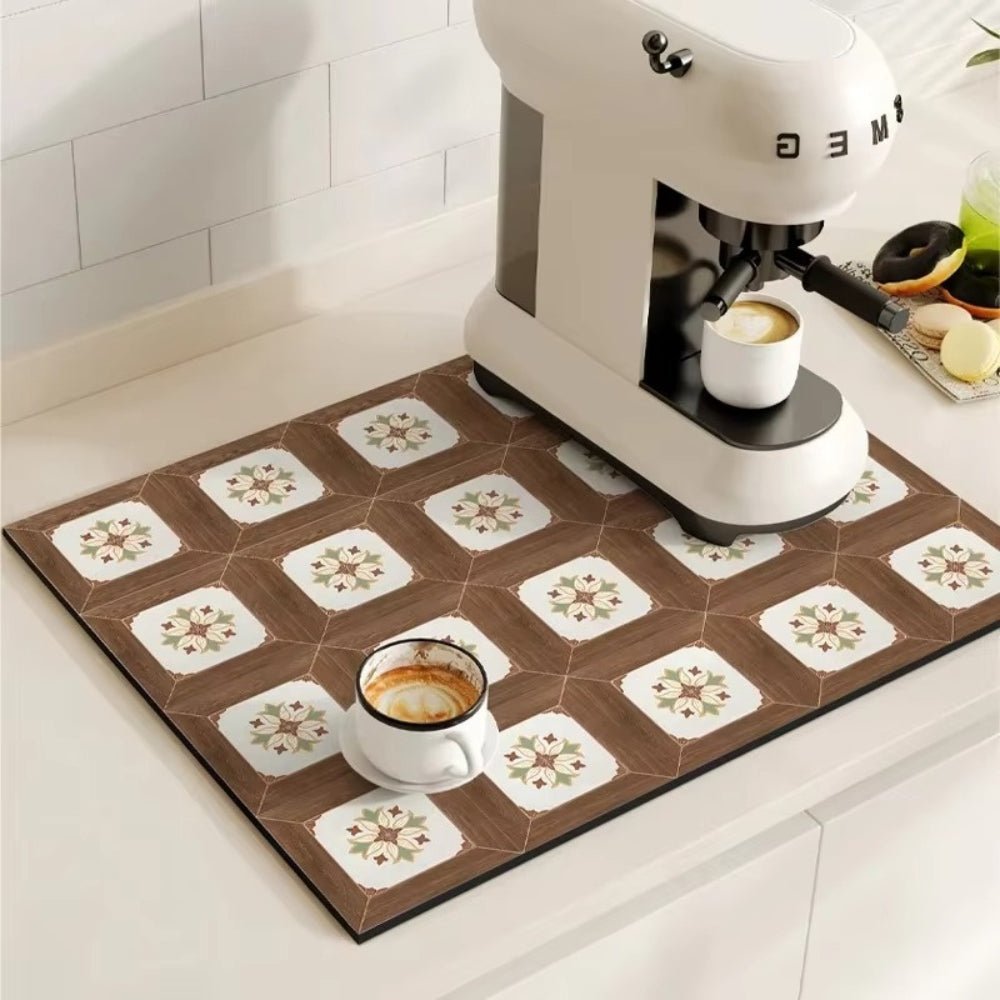Vionara - Tapis absorbant antidérapant à motif carreaux rétro pour café ou évier