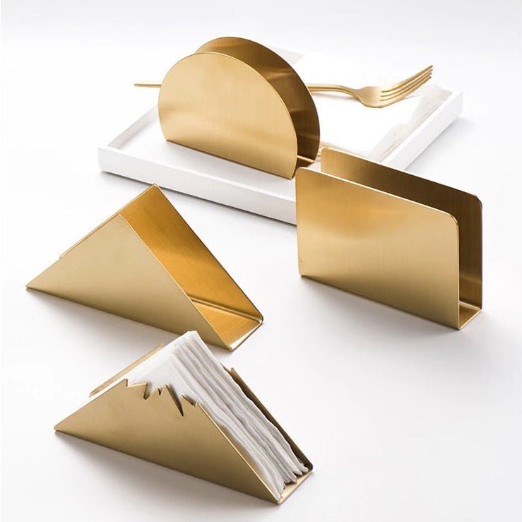 Vionara - Porte-serviettes de table en acier doré au design sculptural | Vionara