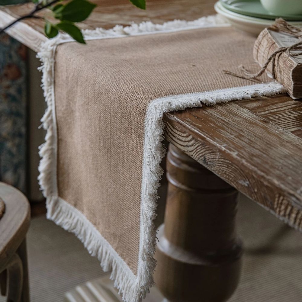 Vionara - Chemin de table en jute naturel tissé | Vionara